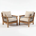 2er Set Sessel Beige 72 x 78 x 82 cm aus Akazienholz mit Polyesterbezug rechteckig