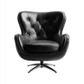 Drehbarer Loungesessel aus schwarzem PU-Kunstleder 85 x 90 x 110 cm mit ovaler Rückenlehne