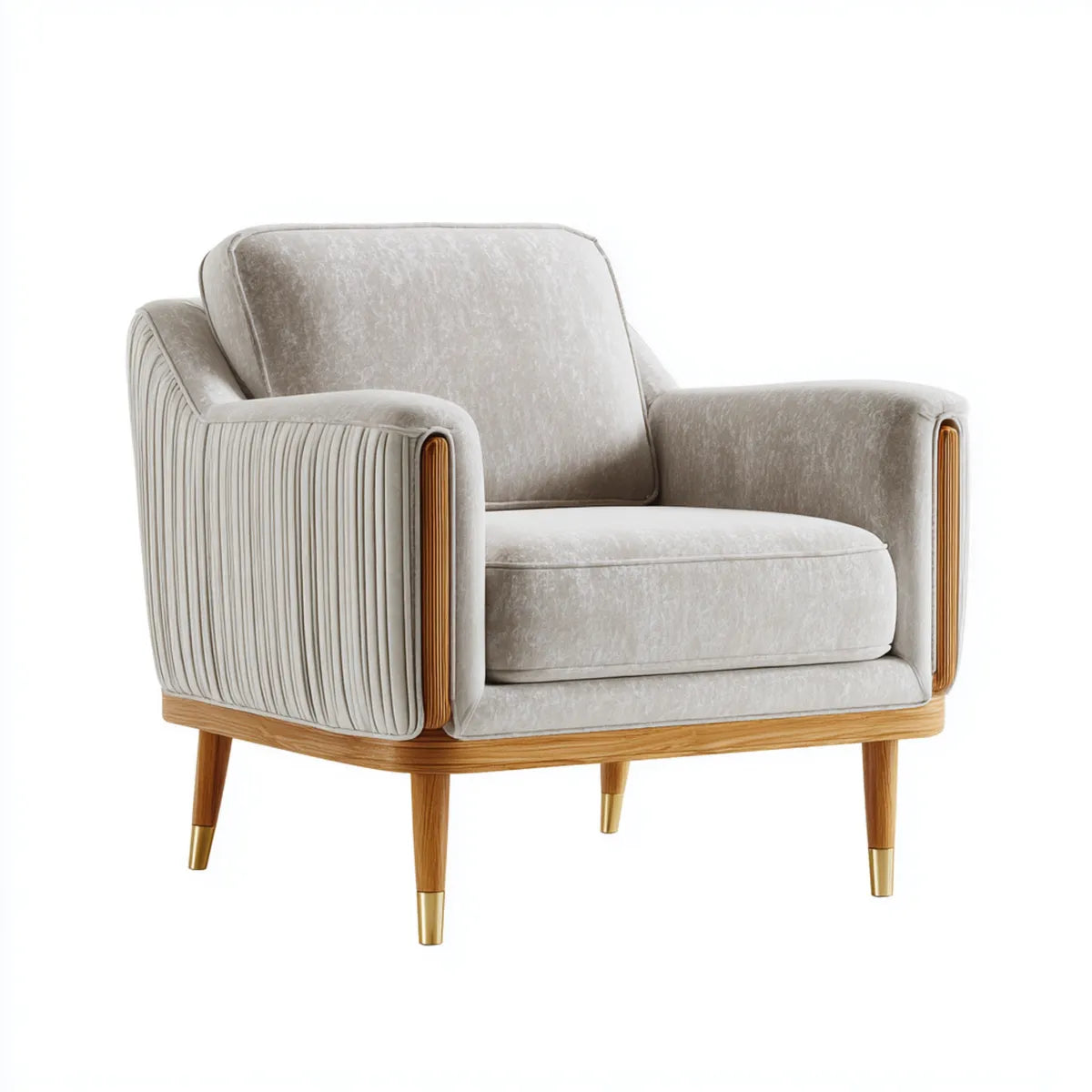 Sessel Wohnzimmer Hellgrau 92 x 85 x 88 cm Polyester-Samtbezug abgerundete Form