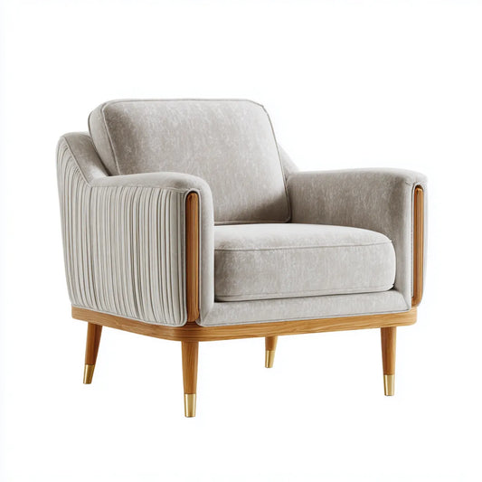 Sessel Wohnzimmer Hellgrau 92 x 85 x 88 cm Polyester-Samtbezug abgerundete Form