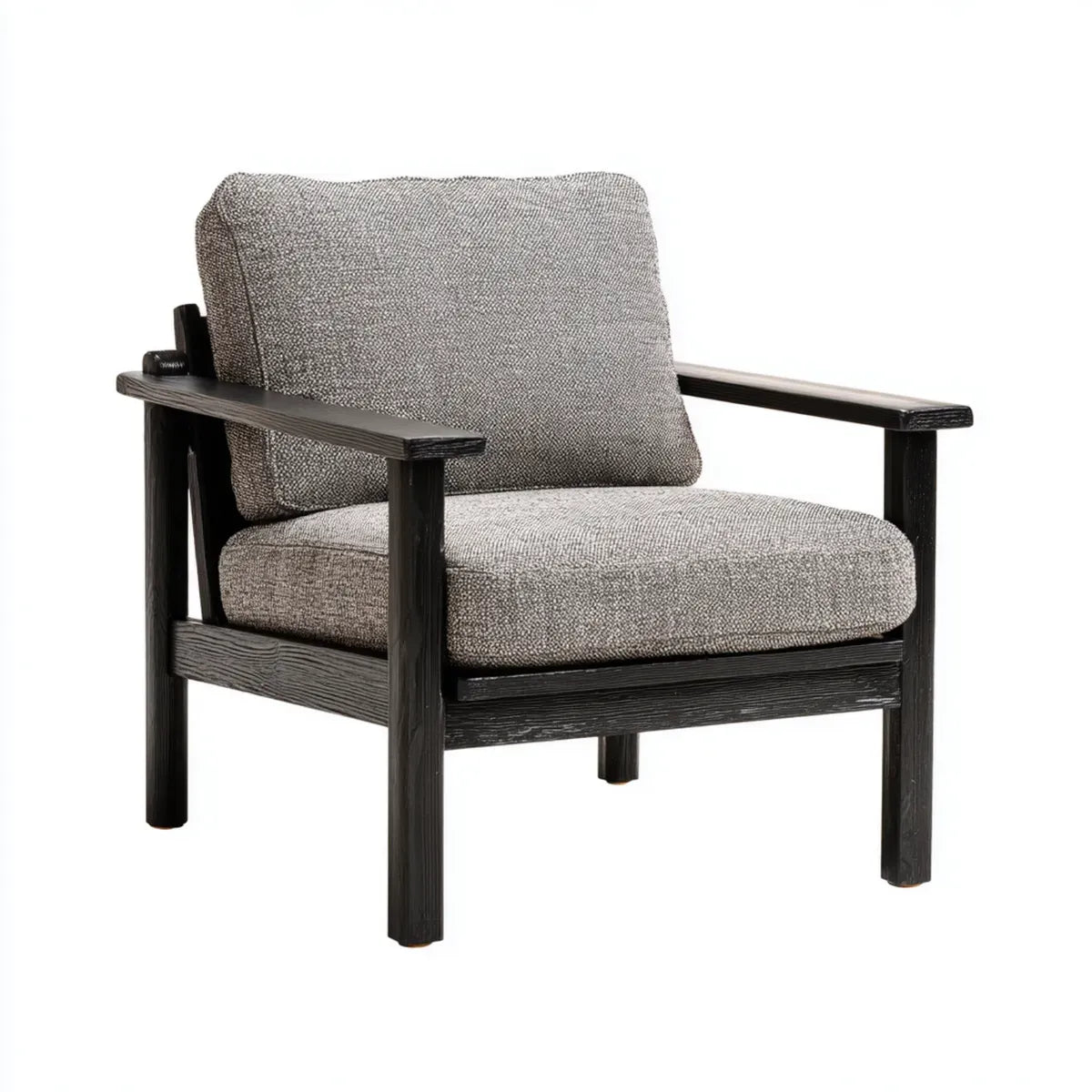 Wohnzimmersessel Grau Schwarz mit Massivholzgestell und Polyesterbezug rechteckig 68 x 78 x 78 cm