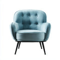 Ohrensessel Samt Petrolblau mit Knopfheftung Stahlbeinen 76 x 80 x 92 cm