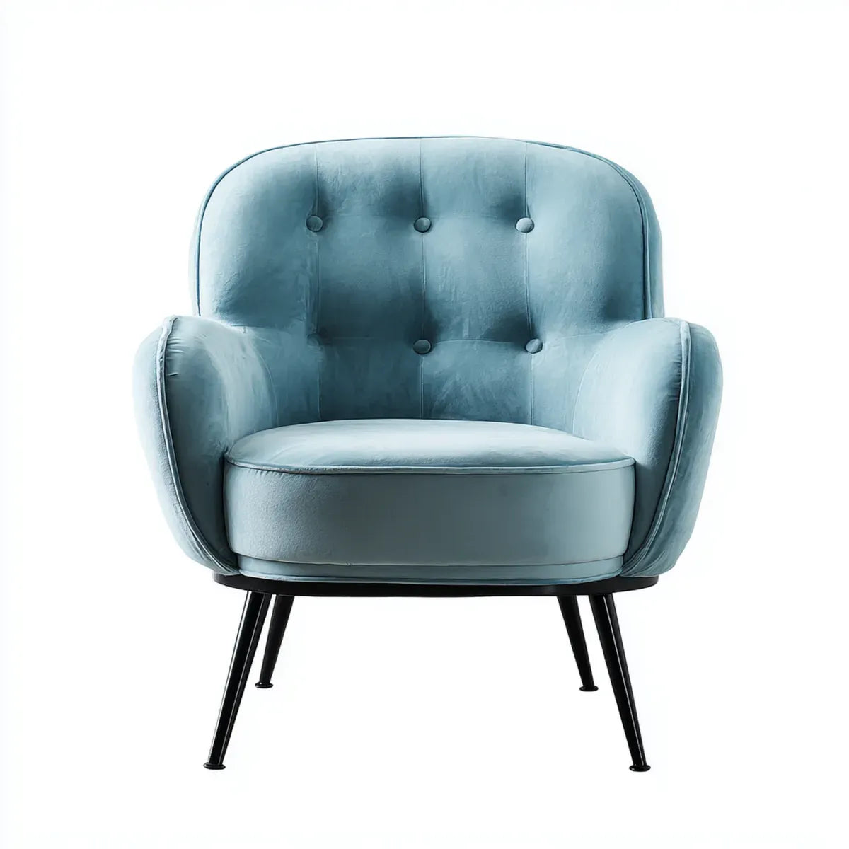 Ohrensessel Samt Petrolblau mit Knopfheftung Stahlbeinen 76 x 80 x 92 cm