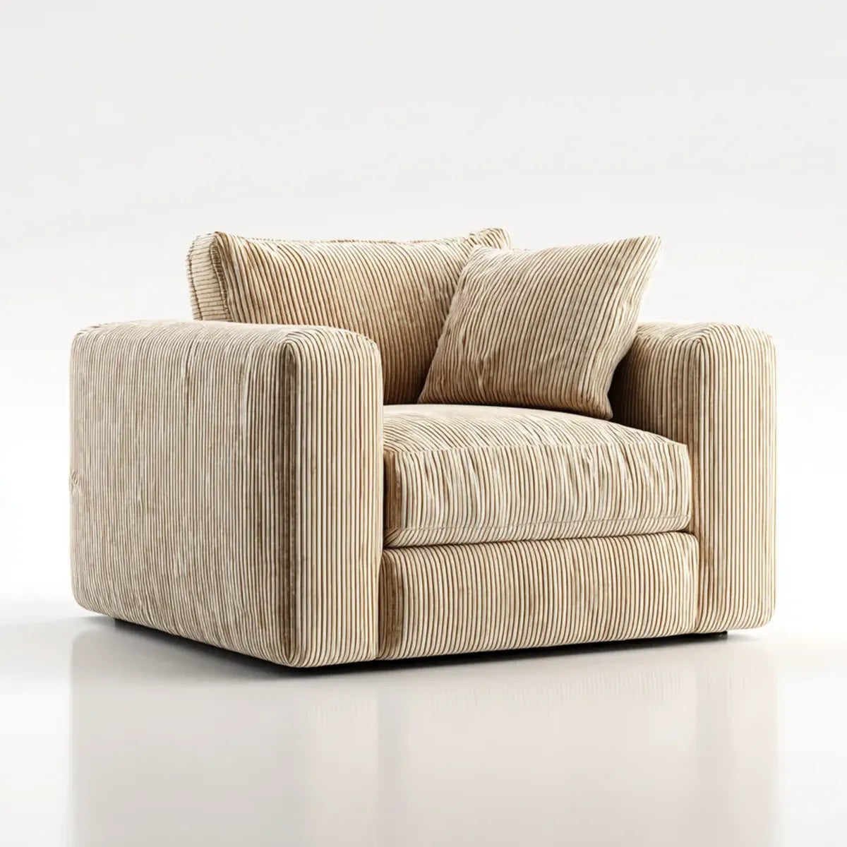 Sessel mit Kissen Beige 100 x 92 x 78 cm Polyester-Cord Samtoptik Rechteckig