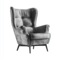 Ohrensessel grau 82 x 88 x 104 cm mit Polyester-Samtbezug und schwarzen Stahlbeinen