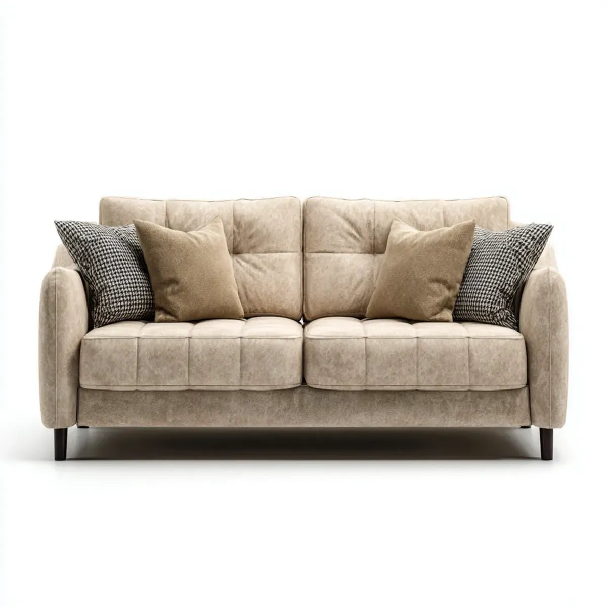 2-Sitzer Sofa Taupe 180 x 88 x 85 cm mit Polyesterbezug und schwarzen Stahlfüßen