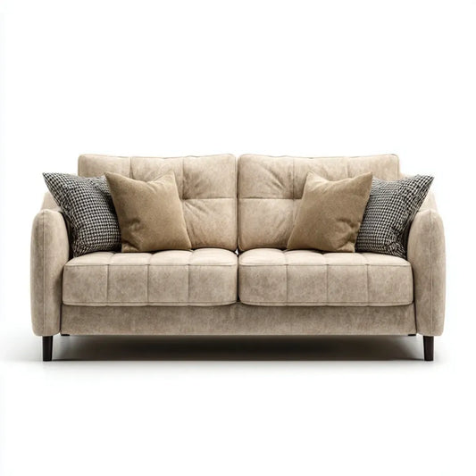2-Sitzer Sofa Taupe 180 x 88 x 85 cm mit Polyesterbezug und schwarzen Stahlfüßen