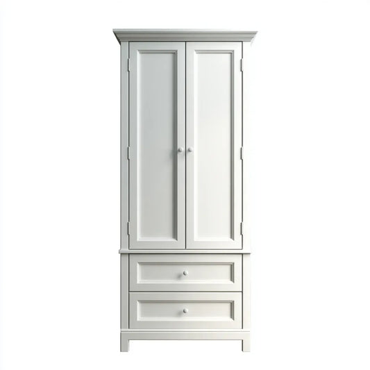 Kleiderschrank 2 Türen Weiß 90 x 55 x 200 cm MDF Rechteckig mit 2 Schubladen