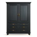 Kleiderschrank Schwarz 120 x 60 x 220 cm MDF rechteckig mit 2 Türen und 6 Schubladen