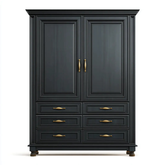 Kleiderschrank Schwarz 120 x 60 x 220 cm MDF rechteckig mit 2 Türen und 6 Schubladen