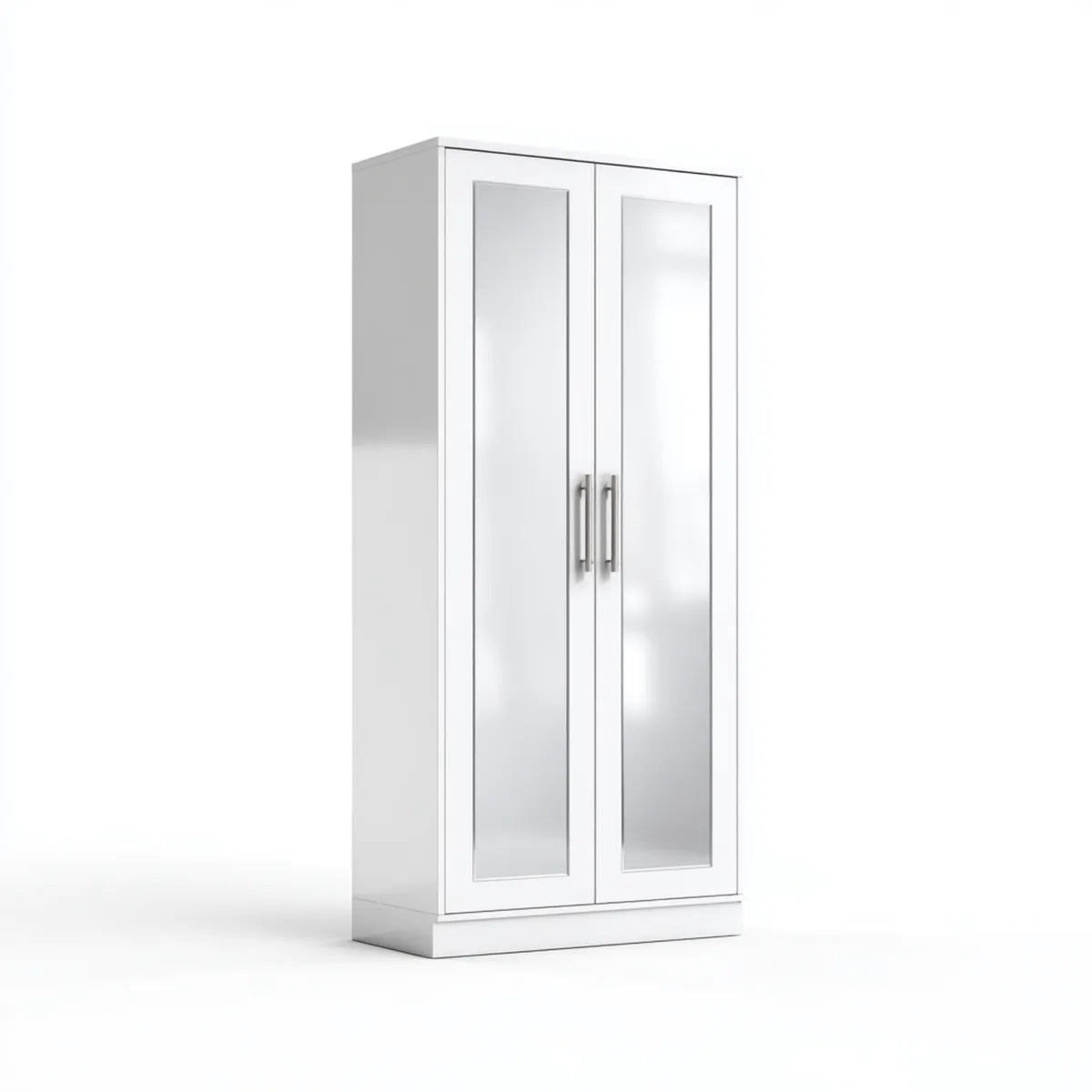 Kleiderschrank mit 2 Spiegeltüren Weiß 80 x 50 x 180 cm aus Spanplatte rechteckig