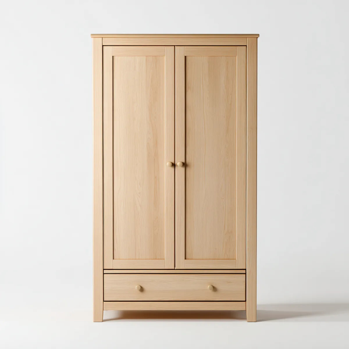 Kleiderschrank 2 Türen mit Schublade Natur 90 x 55 x 190 cm Kiefer Massivholz rechteckig