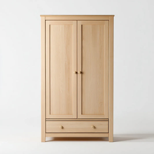Kleiderschrank 2 Türen mit Schublade Natur 90 x 55 x 190 cm Kiefer Massivholz rechteckig