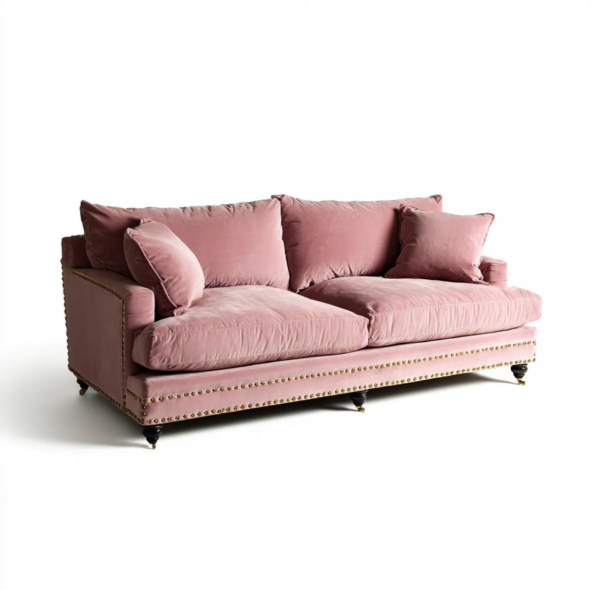 3-Sitzer Sofa Rosa 220 x 95 x 85 cm Polyester-Samt Rechteckig