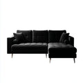 Ecksofa mit Recamiere rechts Schwarz 250 x 160 x 85 cm Polyestersamt L-Form
