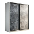 Schwebetürenschrank Grau Betonoptik 180 x 60 x 200 cm aus melaminharzbeschichteter Spanplatte rechteckig